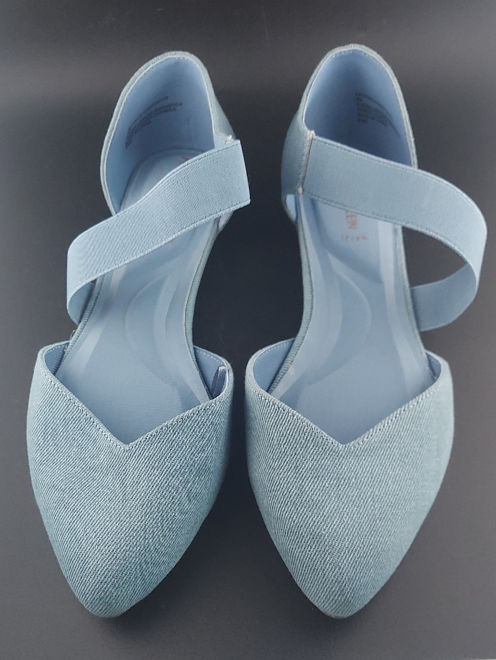Light Blue Women's Pointed Toe Strap Flats